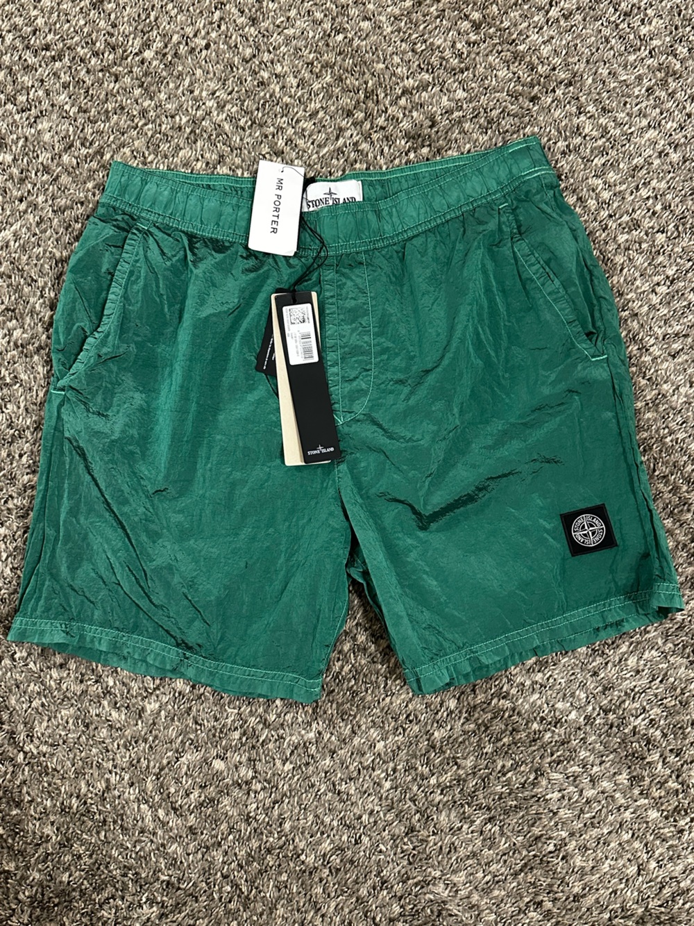 Stone Island Green Nylon Utility Swim Shorts